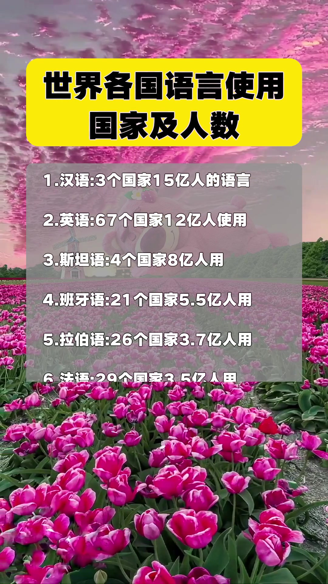 全世界使用人数最多的语言,全世界使用人数最多的语言有哪几种