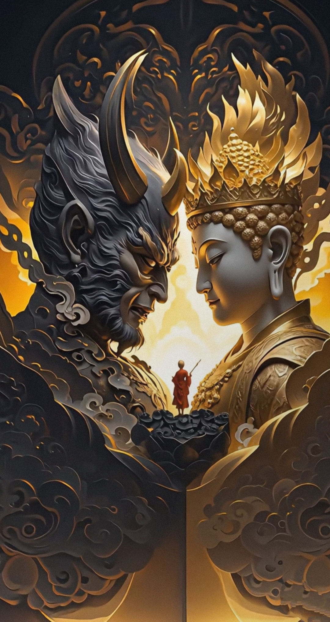 佛魔一念之间图片壁纸,佛魔一念间图片高清 黑白图片