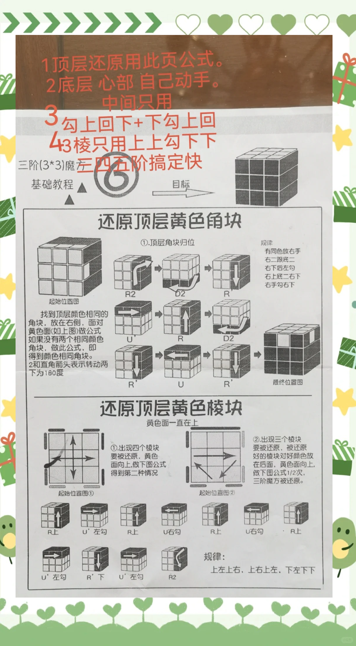 二阶魔方口诀上下左右,二阶魔方上左下右复原方法新手