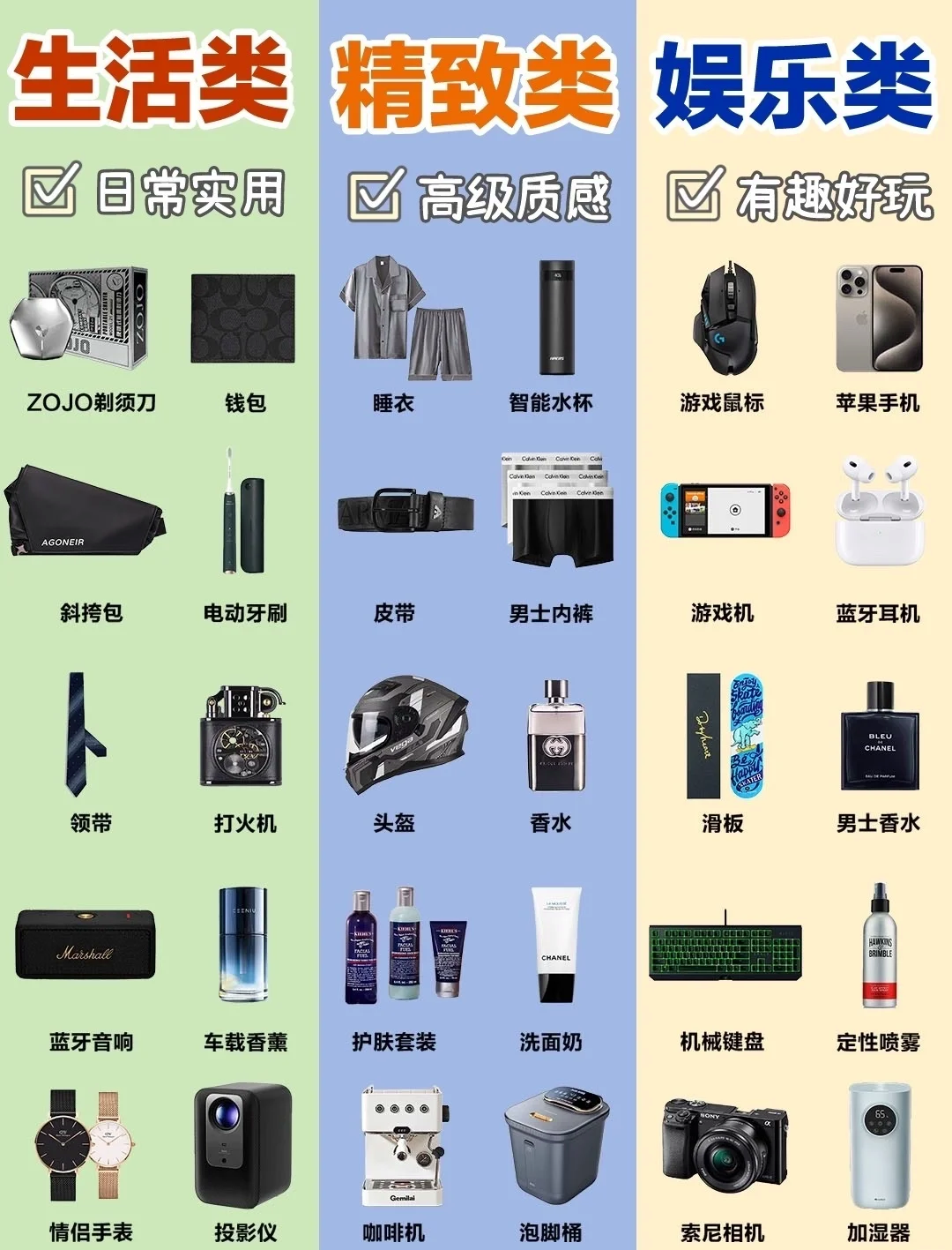 送老公实用的20个礼物,男生最渴望的礼物排行十名