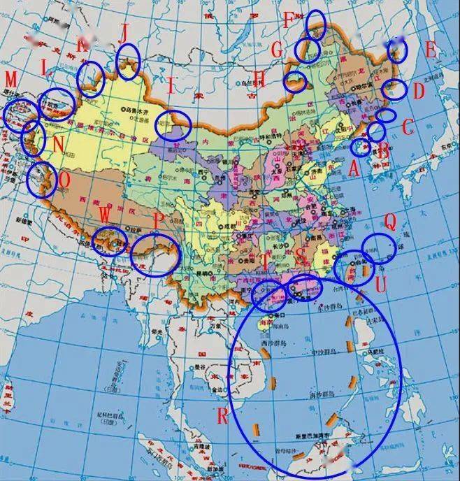 中国邻国地图,中国邻国详细地图