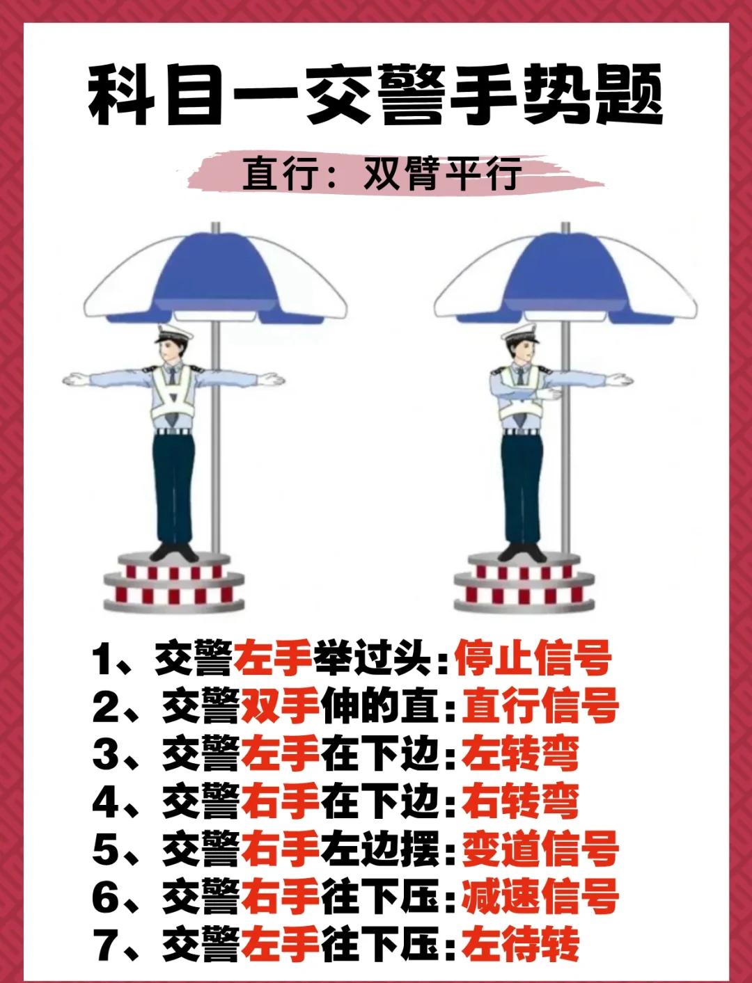 科一交警手势口诀,驾照科一 交警手势