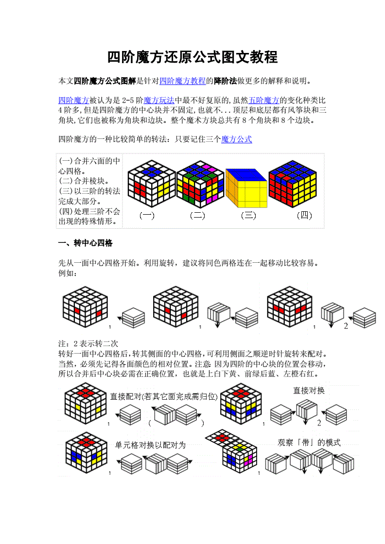 四阶魔方公式简单图解,四阶魔方公式图解超详细